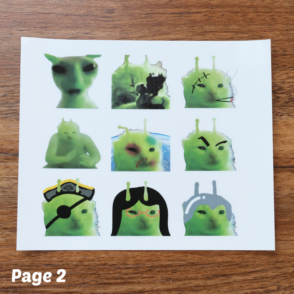 66 Piece Alien Cat Stickers Pack